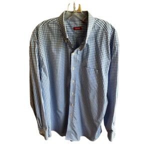 Men's IZOD Long Sleeve Button Down Shirt. Blue White. Size XXL
